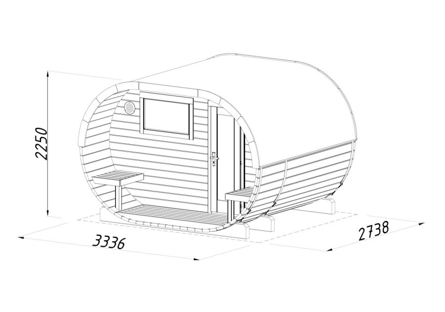 Sauna ANETA, 3.28x2.70m 42mm