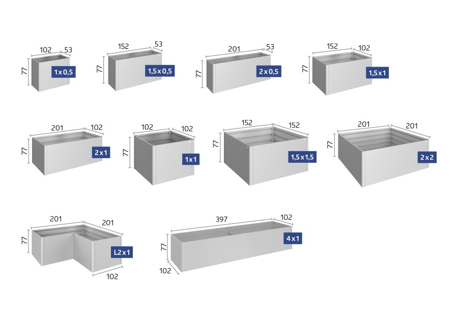 Metalowa grządka podwyższona HOCHBEET, 1.0x0.5m
