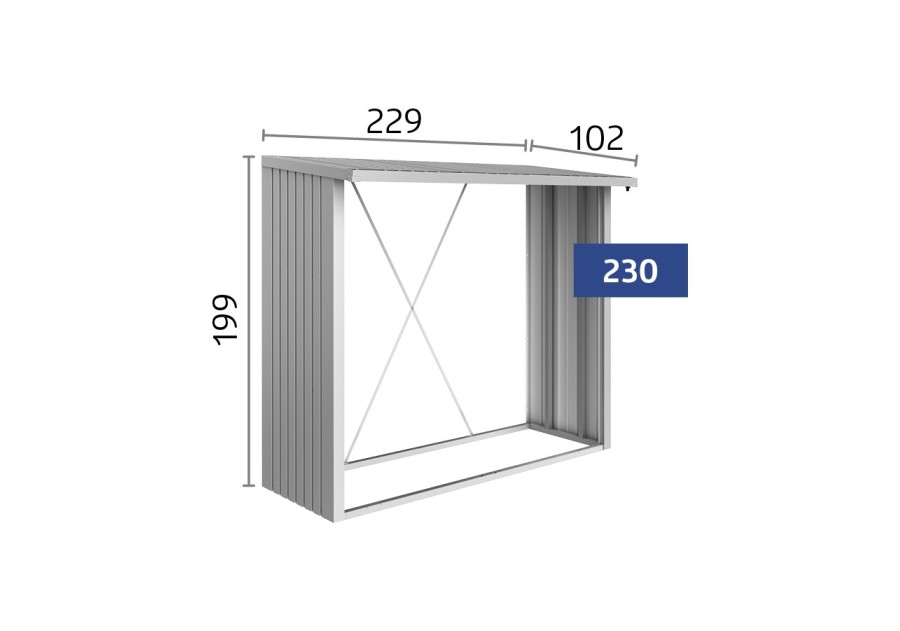 Metalowa drewutnia WOODSTOCK 230, 2.29x1.02m