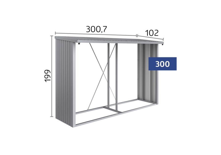 Metalowa drewutnia WOODSTOCK 300, 3.00x1.02m