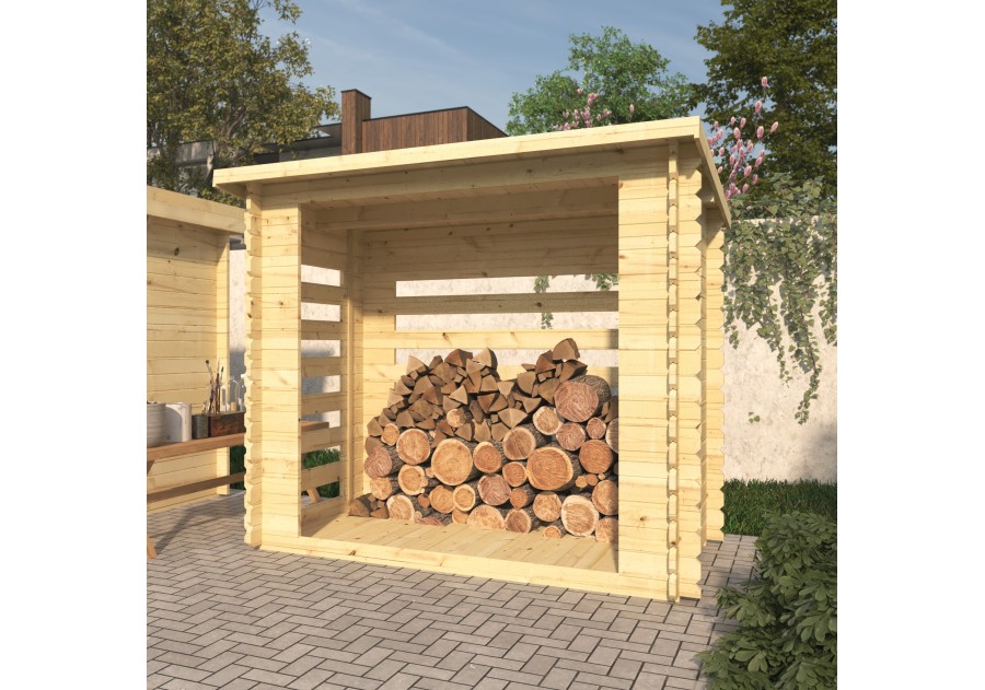 Drewniana drewutnia V2 240 × 122 cm – praktyczna drewutnia do ogrodu | Domki SODAS