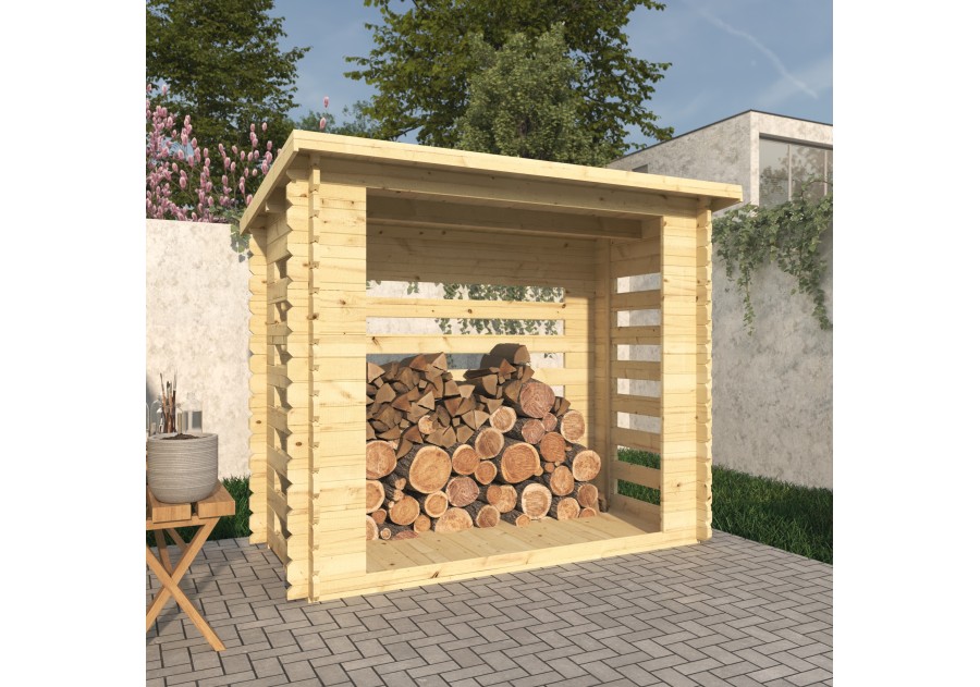 Drewniana drewutnia V2 240 × 122 cm – praktyczna drewutnia do ogrodu | Domki SODAS