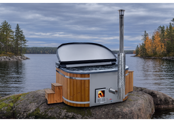 Balia kąpielowa akrylowa kwadratowa z leżanką z zintegrowanym piecem 26kW, 2.03m