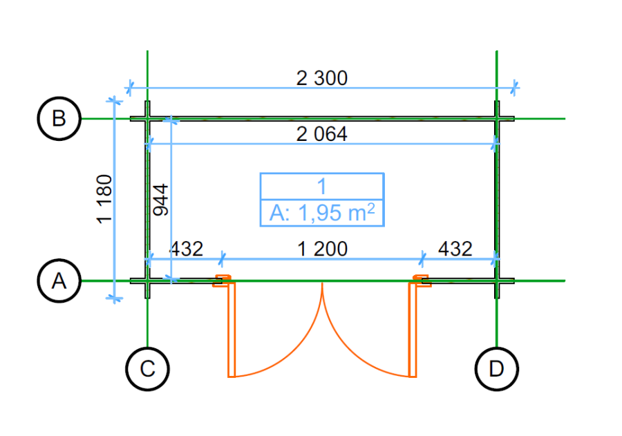 Domek ogrodowy MINI G4 2.3x1.2m 28mm
