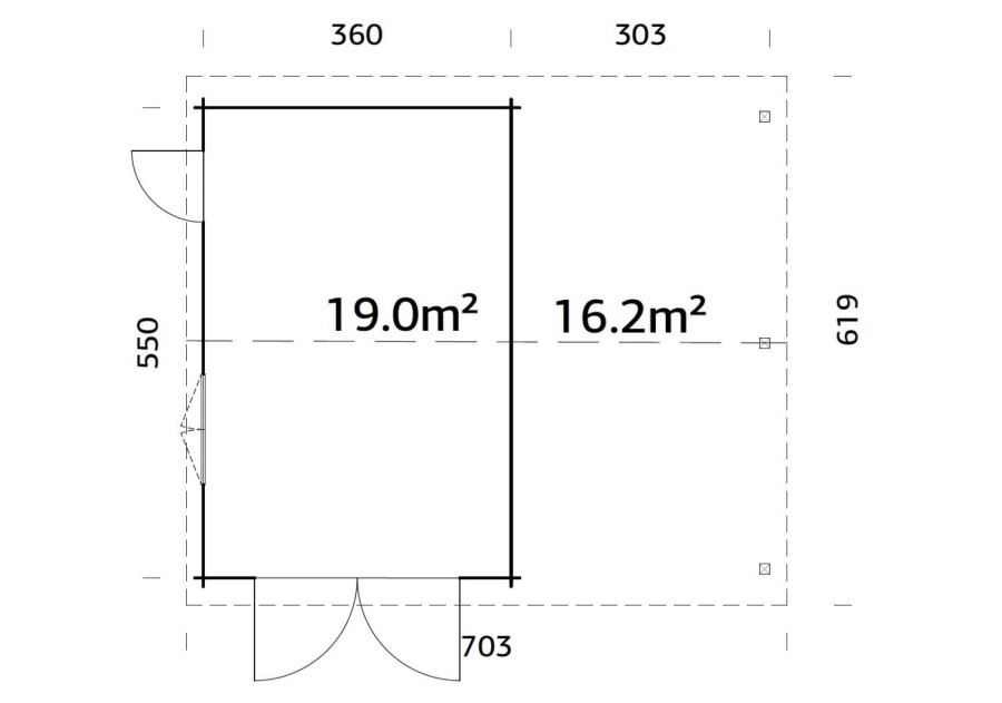 Garaż ROGER190+, 3.8x5.7m 44mm