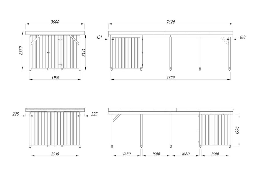 Wiata drewniana KARL231+ 3.60x7.62m