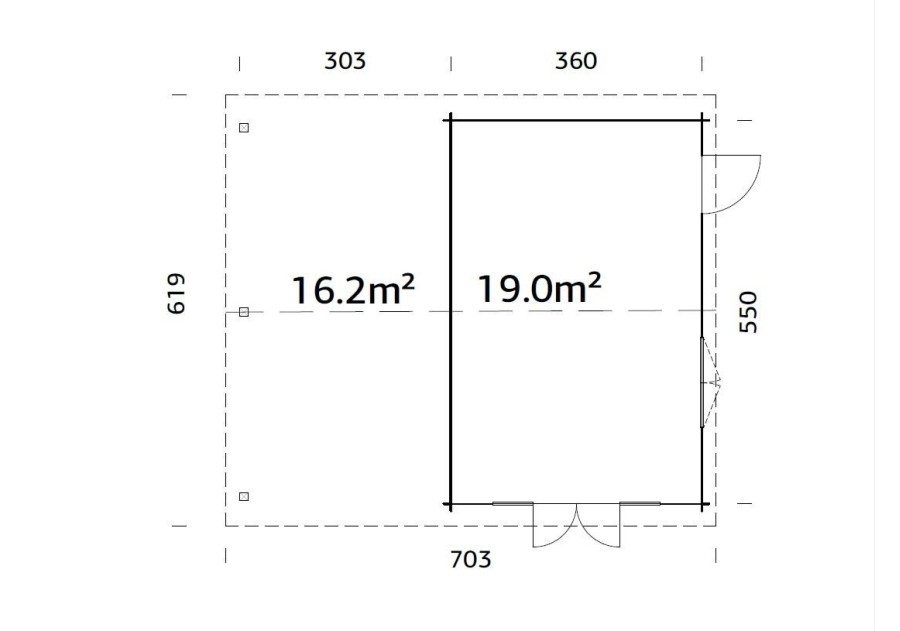 Domek ogrodowy IREN190+ 6.7 x 5.7m 44mm