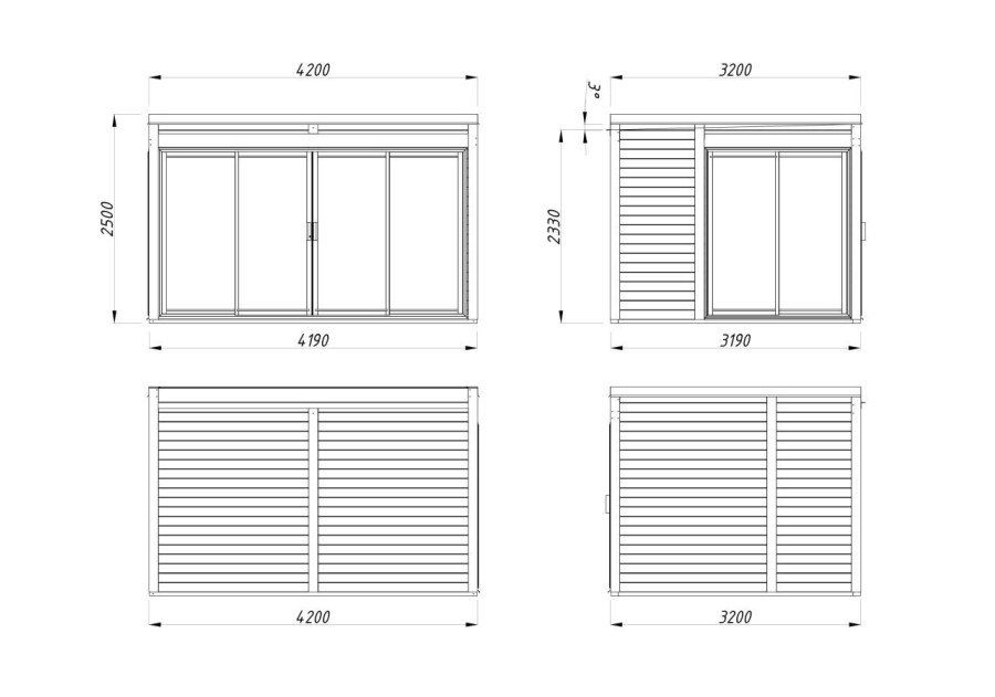 Altana nowoczesna SERENA126 SET1, 4.2x3.2m 44mm