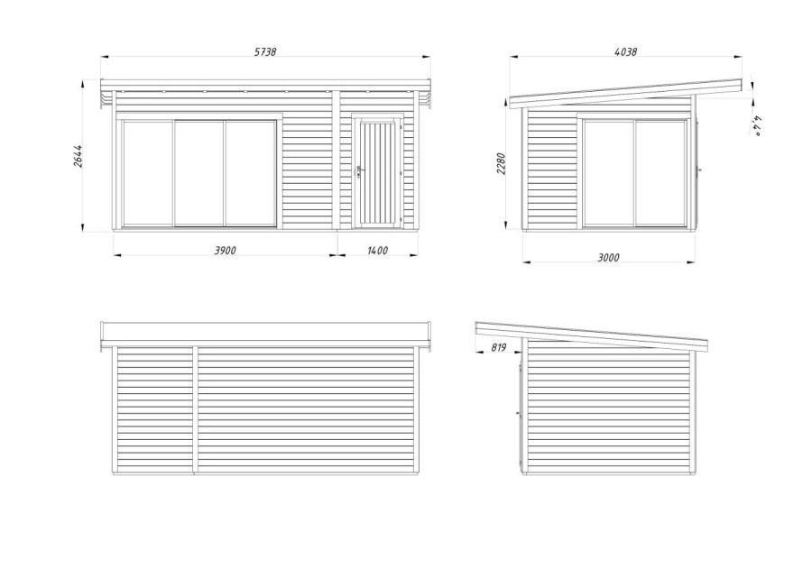Altana nowoczesna ANDREA152, 5,3x3.0m 44mm
