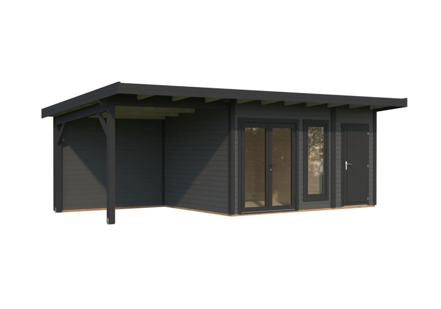 Domek ogrodowy AURELIA124 z tarasem 7.9m2, 7.39x3.0m 44mm