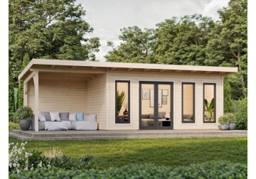 Domek ogrodowy Aurelia 152 z tarasem 7.9m2, 8.33x3m 44mm