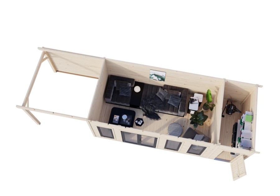 Domek ogrodowy Aurelia 192 z tarasem 7.9m2, 9.73x3m 44mm