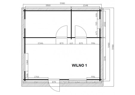 Domek letniskowy WILNO1, 6.0x5.5m 44mm