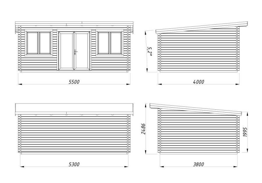 Domek ogrodowy LISANDRA194, 5.5x4.0m 44mm