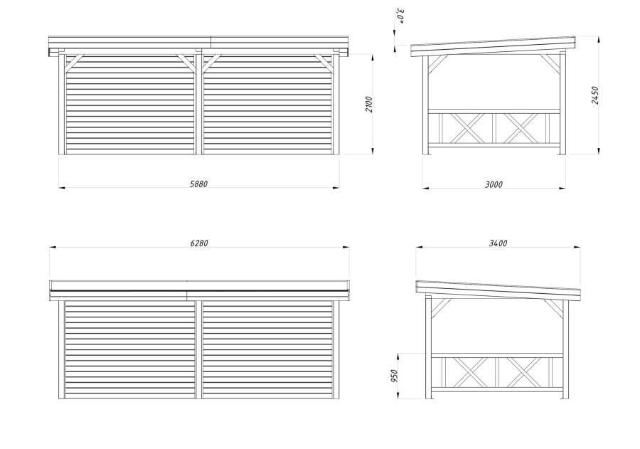 Altana ogrodowa LENNA166, 5.88x3.0m [set 308, seria CONNECT]