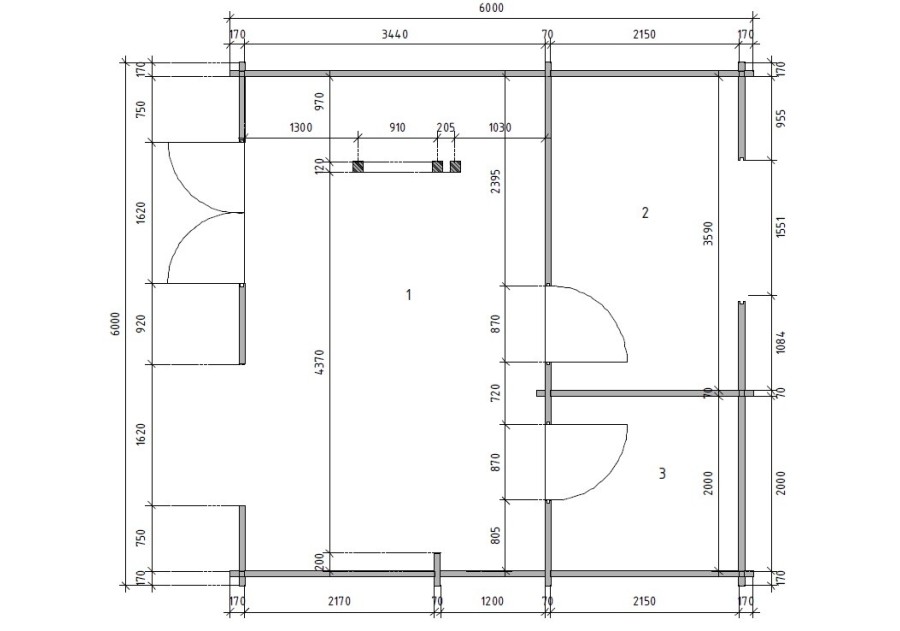 Domek letniskowy PALERMO1 6.0x6.0m 45mm