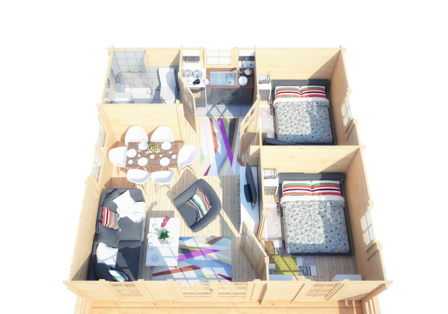 Domek letniskowy WENECJA 2 6.0x6.0m 45mm