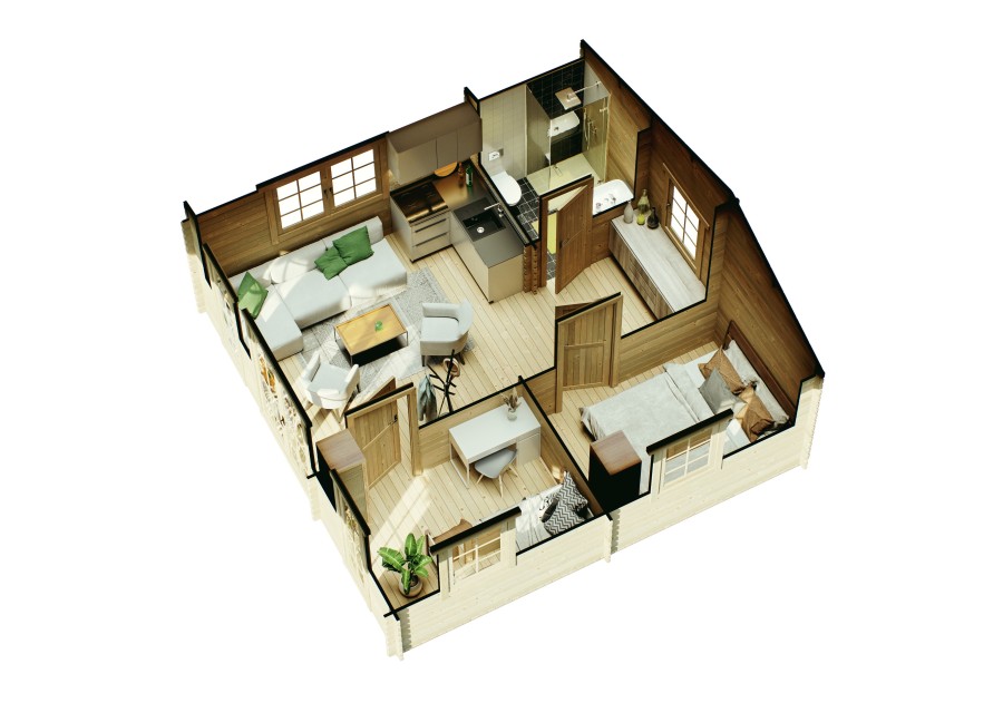 Domek letniskowy WENECJA 3 6.0x6.0m 45mm