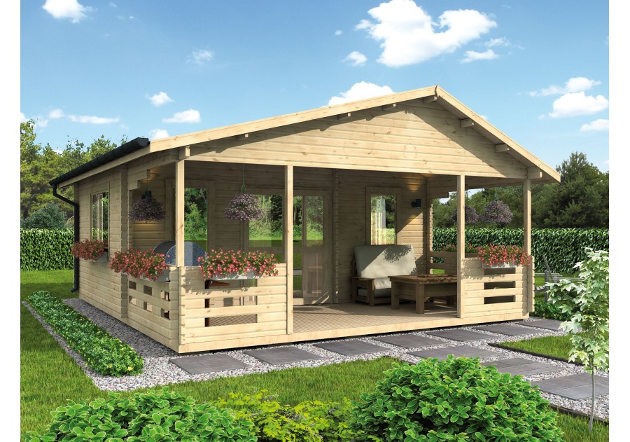 Domek letniskowy BARCELONA 6.0x4.5m 70mm + 2.5m taras