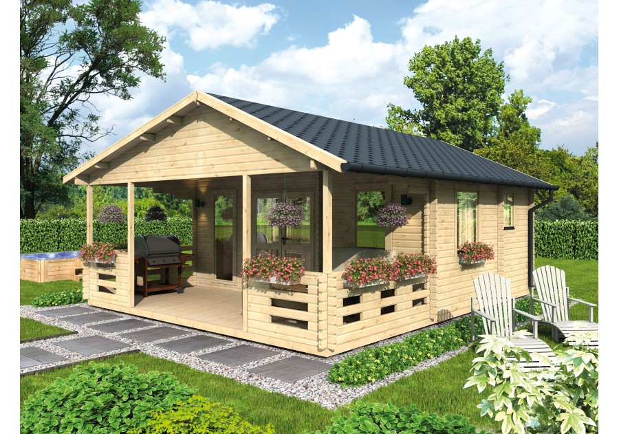 Domek letniskowy BARCELONA 6.0x4.5m 70mm + 2.5m taras