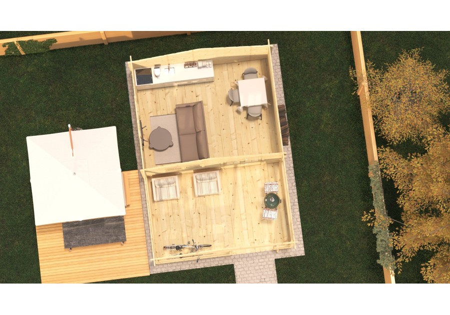 Domek letniskowy MADRYT 5.0x4.0m 45mm + taras