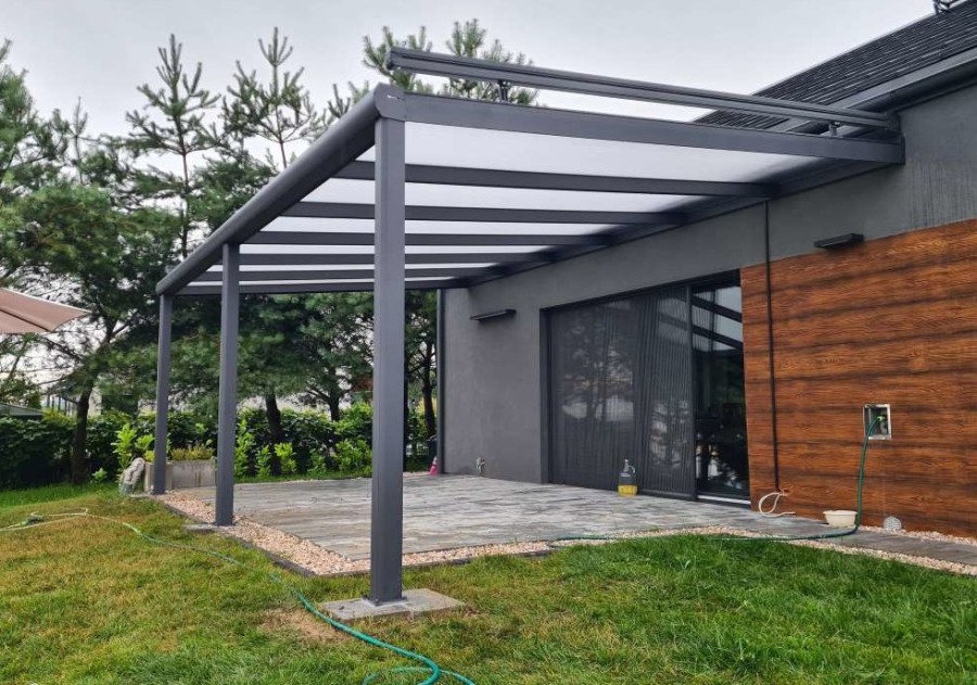 Zadaszenie tarasu MODERN PRO 12.06x3.00m dach poliwęglanowy