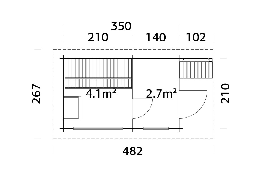 Sauna SANNA68, 3.70x2.30m 44mm