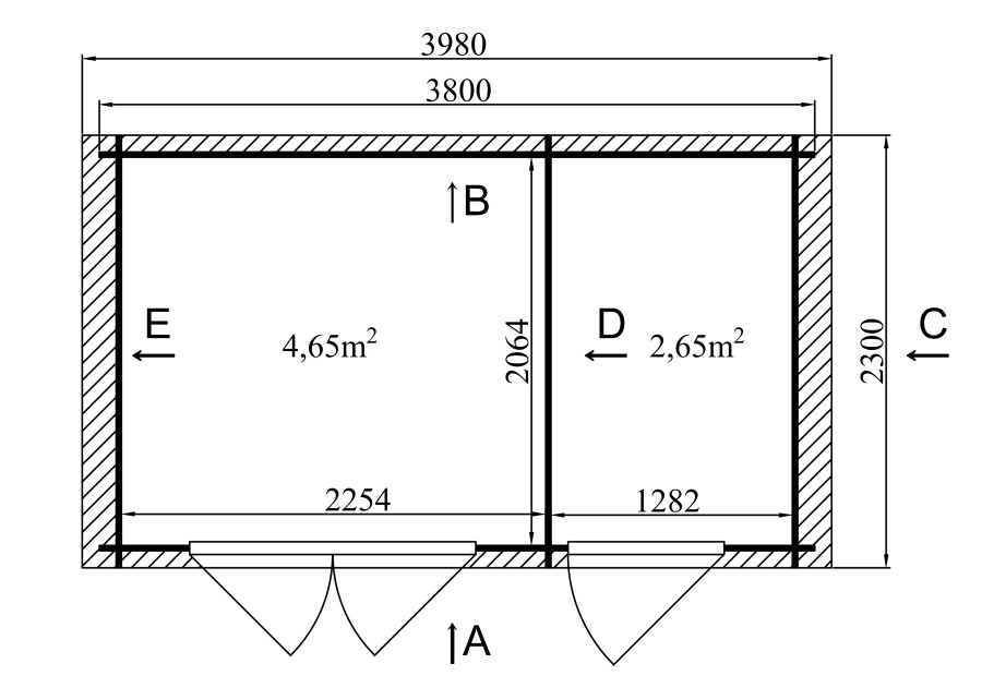 Domek ogrodowy ASTER mini, 3.8x2.3m 28mm