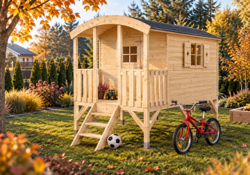 Drewniany domek dla dzieci HUK 1,8 × 2,73 m | Domki SODAS