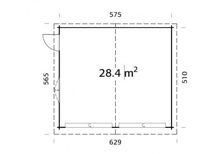 Garaż ROGER284, 5.95x5.3m 44mm + segmentowa brama