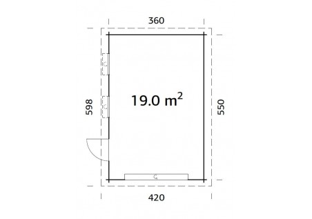 Garaż RASM19, 3.8x5.7m 44mm + segmentowa brama