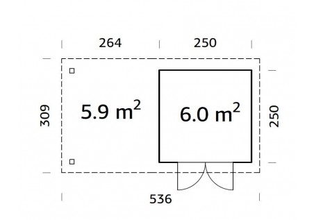 Domek ogrodowy LARA 60+, 2.5x2.5m 28mm