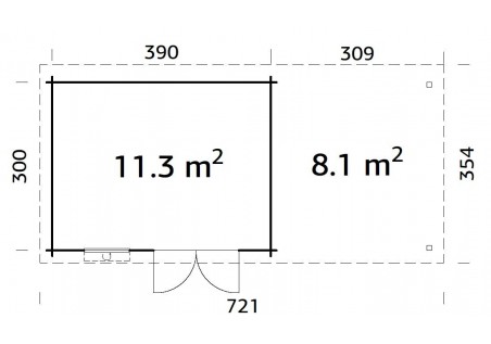 Domek ogrodowy ELSA 113+, 4.1x3.2m 28mm