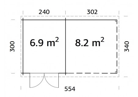 Domek ogrodowy ELA 69+, 2.6 x 3.2m 28mm