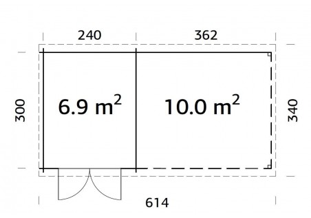 Domek ogrodowy ELA 69++, 2.6 x 3.2m 28mm