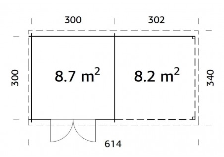 Domek ogrodowy ELA 87+, 3.2 x 3.2m 28mm
