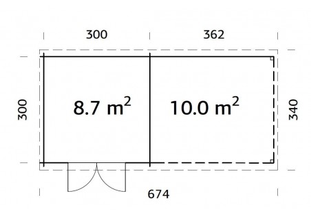 Domek ogrodowy ELA 87++, 3.2 x 3.2m 28mm