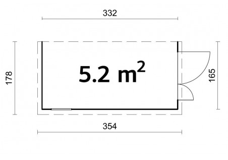 Dobudówka ogrodowa MIA 52, 3.33x1.65m 16mm