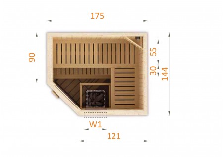 Sauna narożna 1815EW 1,8x1,5m