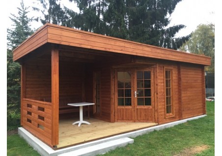 Domek ogrodowy-sauna PAULA 3.2 x 4.73 44mm + zadaszenie