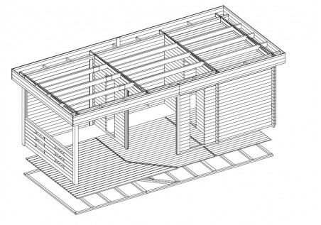Domek ogrodowy-sauna PAULA 3.2 x 4.73 44mm + zadaszenie