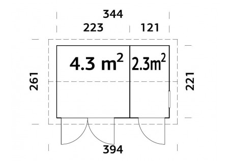 Domek ogrodowy OLA66, 3.44 x 2.21m