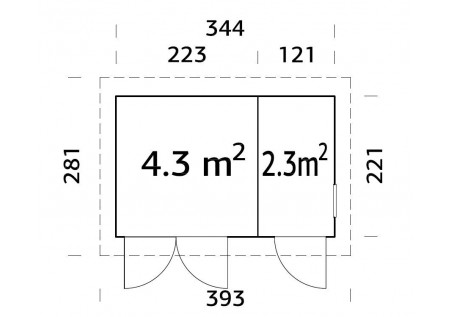 Domek ogrodowy KALE66, 3.44x2.21m