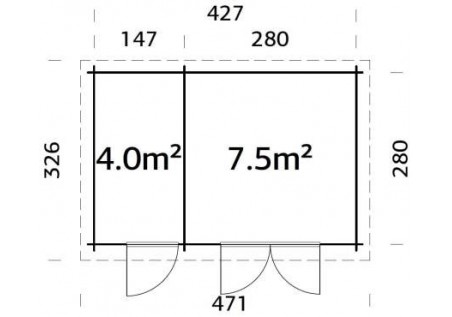 Domek ogrodowy ELA 115, 4.47x3.0m 28mm