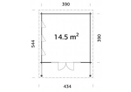 Domek ogrodowy CAROLINE145, 4.10x4.10m 44mm