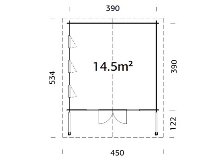 Domek ogrodowy CATHERINE145, 4.10x4.10m 44mm