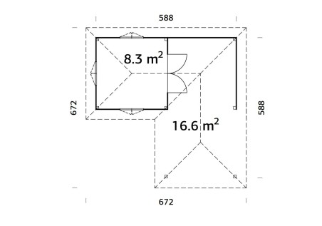 Domek ogrodowy BIANCA249 5.88x5.88m [set 5, seria CONNECT]