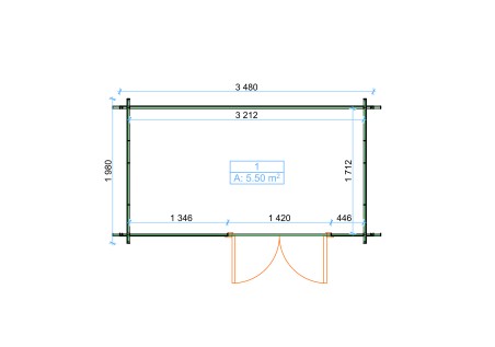 Domek ogrodowy LINE35, 3.5x2.0m 34mm