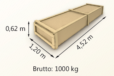 Wymiary paczki szerokość 120cm długość 452cm wysokość 62cm waga 1000kg