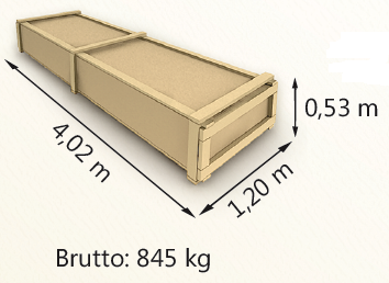 Wymiary paczki szerokość 120cm długość 402cm wysokość 53cm waga 845kg
